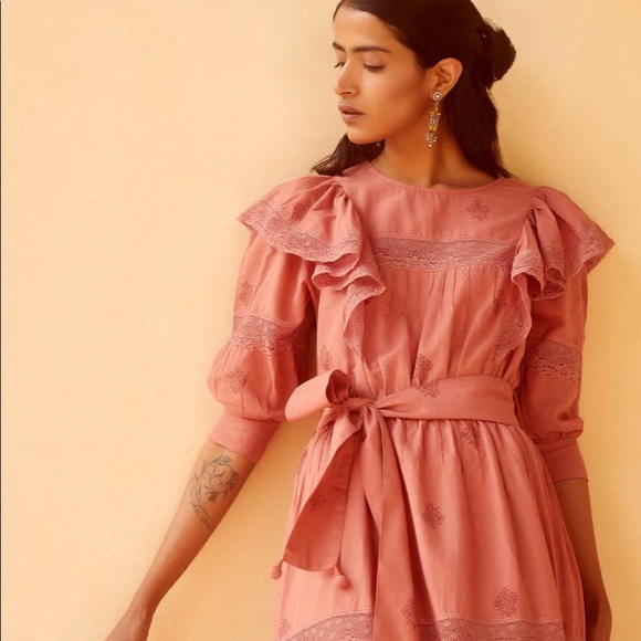 Kopal Anthropologie Women’s Janki Dress Brick Block Print Size XS 2-4 - Picture 4 of 15